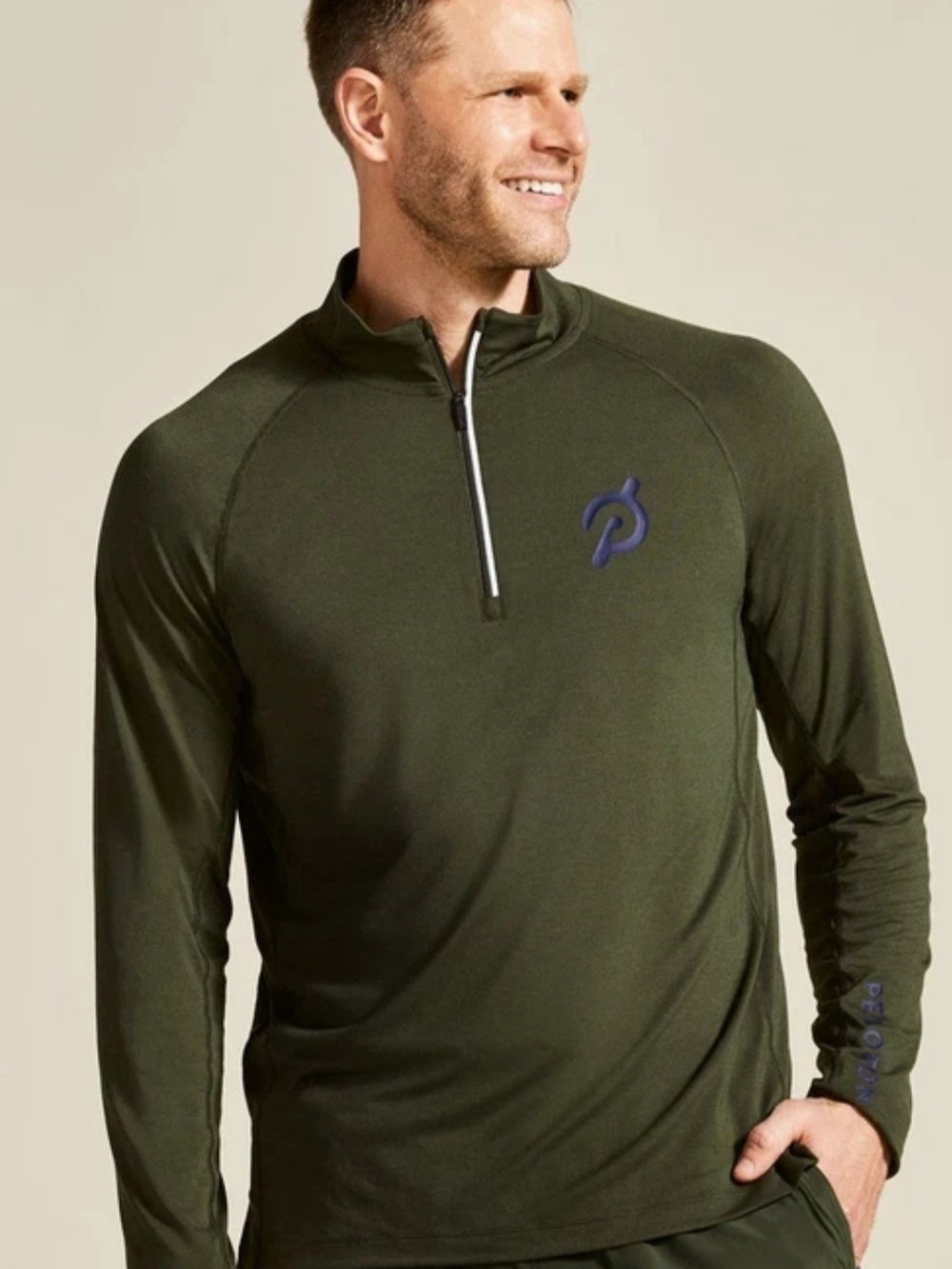 Peloton Olive Green Quarter-Zip Performance Top